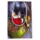 サンタおよびトナカイ ミディアムペーパーバッグ (正面)