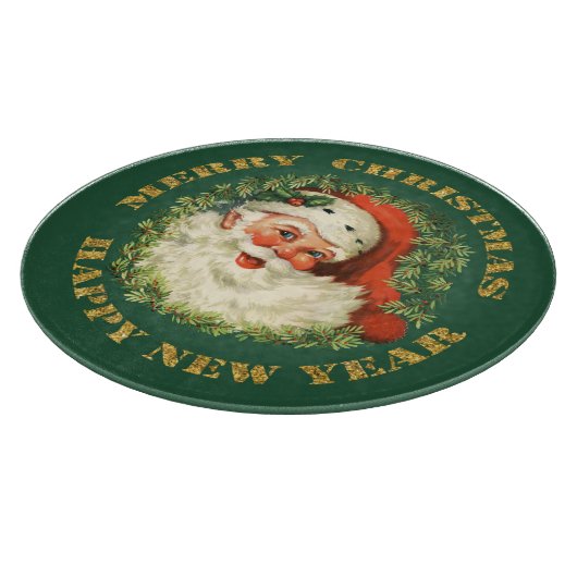 サンタおよびリースのレトロのすてきで古いクリスマス カッティングボード (角)
