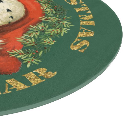 サンタおよびリースのレトロのすてきで古いクリスマス カッティングボード (角)