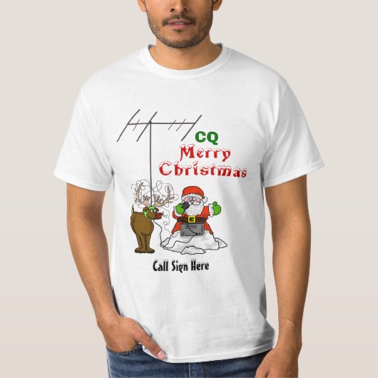 サンタおよびルドルフCQのクリスマスのTシャツ Tシャツ (正面)