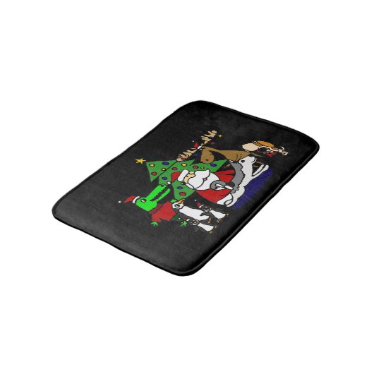 サンタおよび友人とのおもしろいなクリスマスの芸術 バスマット (アングル)