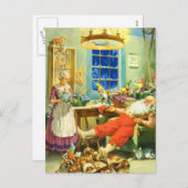 サンタおよび夫人クロースクリスマスの後の日 シーズンポストカード (正面/裏面)