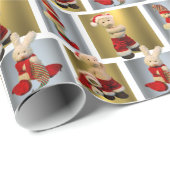 サンタおよび小妖精や小人のクリスマスの包装紙 ラッピングペーパー (ロールコーナー)