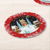 サンタおよび彼のトナカイのコースター ラウンドペーパーコースター (アングル)