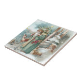 サンタおよび森林動物のヴィンテージのクリスマス タイル (側面)