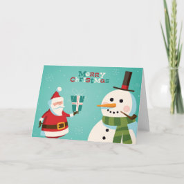 サンタおよび雪だるまが付いているクリスマスカード シーズンカード