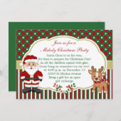 サンタおよびcandycanesのクリスマス・パーティ 招待状 (正面/裏面)