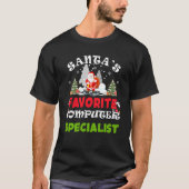 サンタお気に入りののコンピュータ専門おもしろい者 Tシャツ (正面)