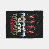 サンタお気に入りののサンタトランプおもしろい踊り フリースブランケット (正面(横))