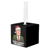 サンタお気に入りののトランプおもしろいクリスマス キューブオーナメント (正面アングル)