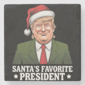 サンタお気に入りののトランプおもしろいクリスマス ストーンコースター (正面)