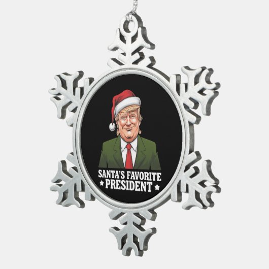 サンタお気に入りののトランプおもしろいクリスマス スノーフレークピューターオーナメント (右)