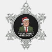 サンタお気に入りののトランプおもしろいクリスマス スノーフレークピューターオーナメント (正面)