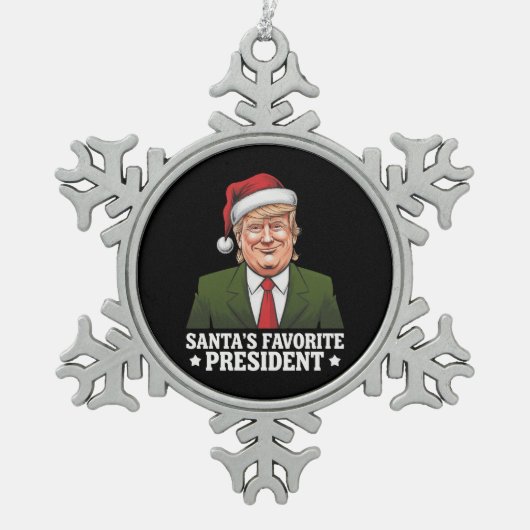 サンタお気に入りののトランプおもしろいクリスマス スノーフレークピューターオーナメント (正面)