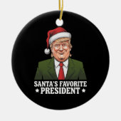 サンタお気に入りののトランプおもしろいクリスマス セラミックオーナメント (正面)