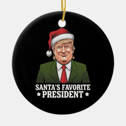 サンタお気に入りののトランプおもしろいクリスマス セラミックオーナメント (正面)