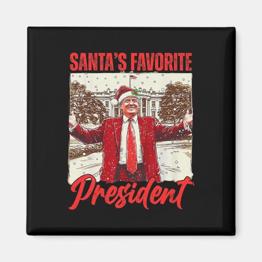 サンタお気に入りののトランプ大統領2024 Christmas Fu マグネット (正面)