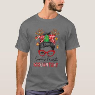 サンタお気に入りのの会計士 – 会計士Messy Bun Tシャツ