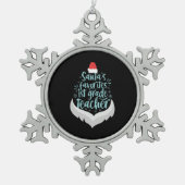 サンタお気に入りのの1年生先生おもしろいクリスマス スノーフレークピューターオーナメント (正面)
