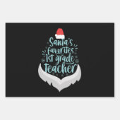 サンタお気に入りのの1年生先生おもしろいクリスマス ラッピングペーパーシート (正面)