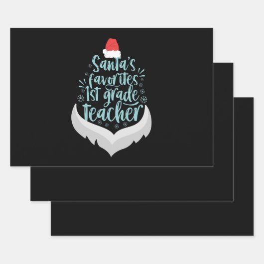 サンタお気に入りのの1年生先生おもしろいクリスマス ラッピングペーパーシート (セット)