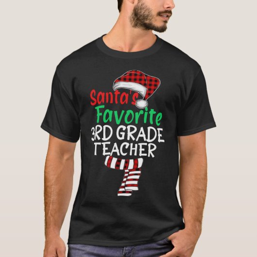 サンタお気に入りのの3年生先生クリスマスサンタ・レッド Tシャツ (正面)