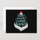 サンタお気に入りのの7年生先生おもしろいクリスマス ポストカード (正面/裏面)