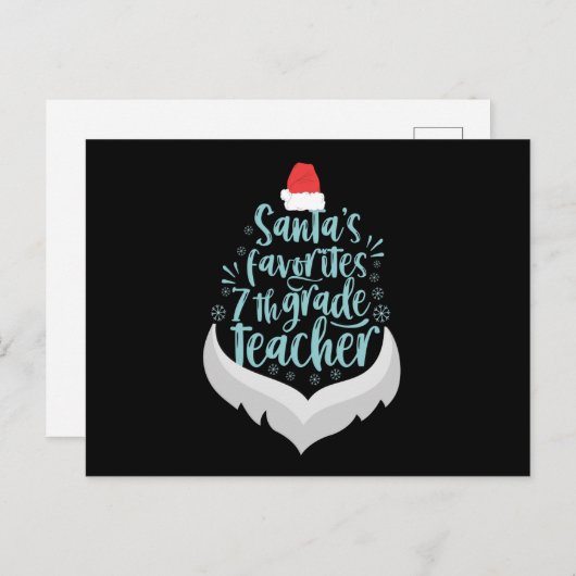 サンタお気に入りのの7年生先生おもしろいクリスマス ポストカード (正面/裏面)