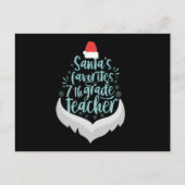 サンタお気に入りのの7年生先生おもしろいクリスマス ポストカード (正面)