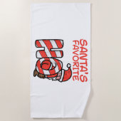 サンタお気に入りのスおもしろいいけな大人用のクリスマス ビーチタオル (正面)