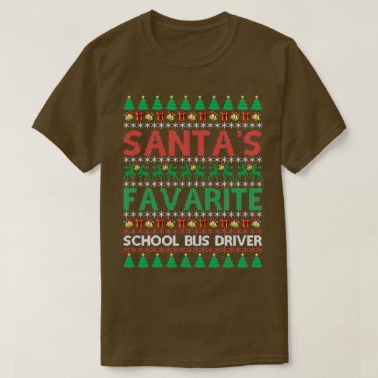 サンタお気に入りのススクールバスドライバークリスマス醜いS Tシャツ (デザイン正面)