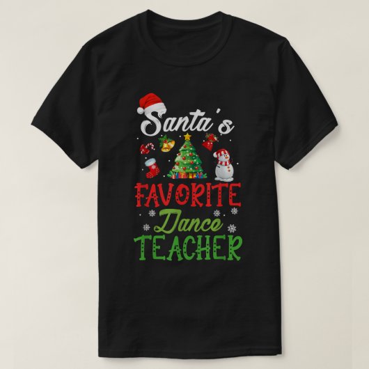 サンタお気に入りのスダンス先生おもしろいクリスマスツリー Tシャツ (デザイン正面)