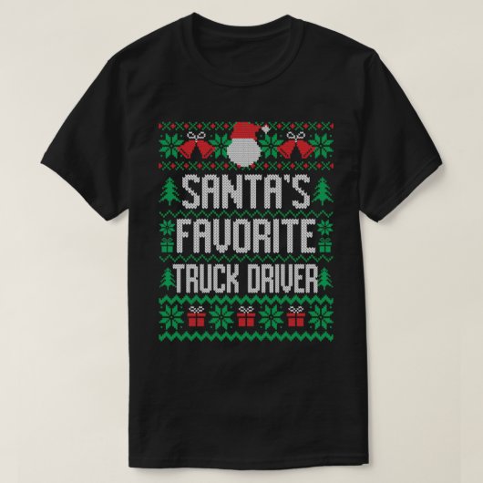 サンタお気に入りのストラック運転手 Tシャツ (デザイン正面)