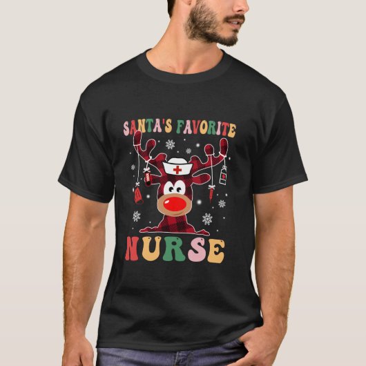 サンタお気に入りのスナースクリスマストナカイRN CNA IC Tシャツ (正面)