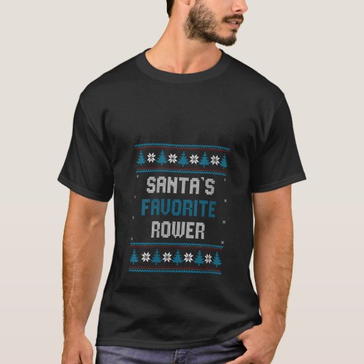 サンタお気に入りのスローワークリスマスおもしろいローイングV Nec Tシャツ (正面)