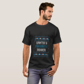サンタお気に入りのスローワークリスマスおもしろいローイングV Nec Tシャツ (正面フル)