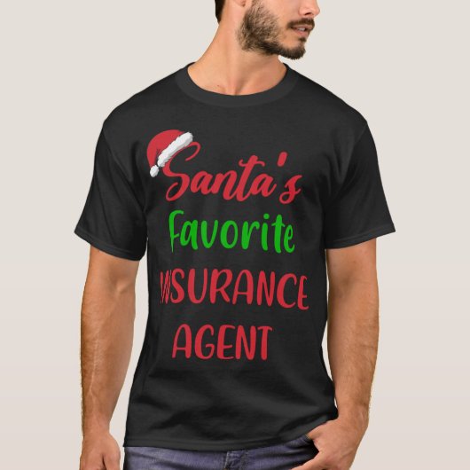 サンタお気に入りのス保険代理店ギフトおもしろいクリスム Tシャツ (正面)
