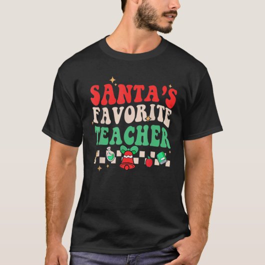 サンタお気に入りのス先生おもしろいクリスマスグルーヴィサン Tシャツ (正面)