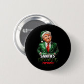 サンタお気に入りのス大統領おもしろいトランプ・クリスマス 缶バッジ (正面&裏面)