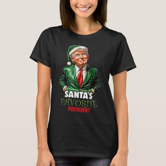 サンタお気に入りのス大統領おもしろいトランプ・クリスマス Tシャツ (正面)