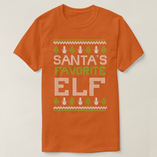 サンタお気に入りのス小妖精や小人醜いクリスマスセーター Tシャツ (デザイン正面)