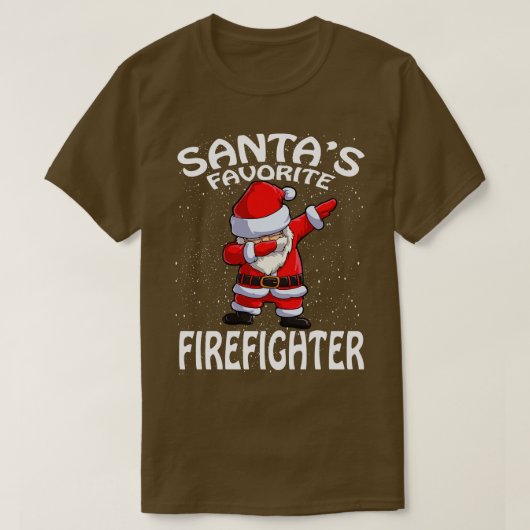 サンタお気に入りのス消防士クリスマス Tシャツ (デザイン正面)