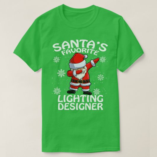 サンタお気に入りのス照明デザイナークリスマス Tシャツ (デザイン正面)