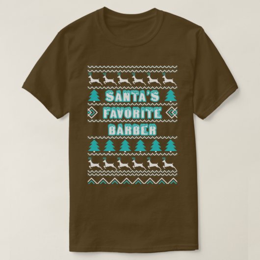 サンタお気に入りのス理容師醜いクリスマスセーター Tシャツ (デザイン正面)