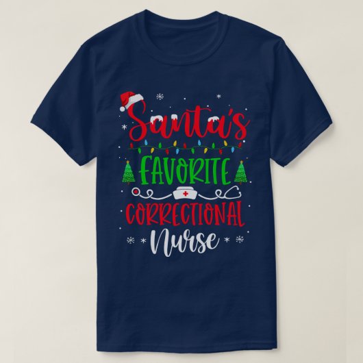 サンタお気に入りのス矯正ナースクリスマスサンタハット Tシャツ (デザイン正面)