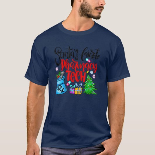 サンタお気に入りのス薬学技術者クリスおもしろいマ Tシャツ (正面)