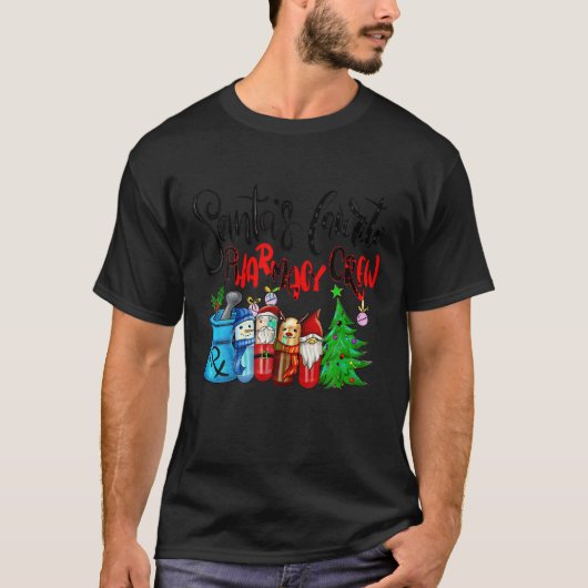 サンタお気に入りのス薬局クルーChristmas Pillsチーム Tシャツ (正面)