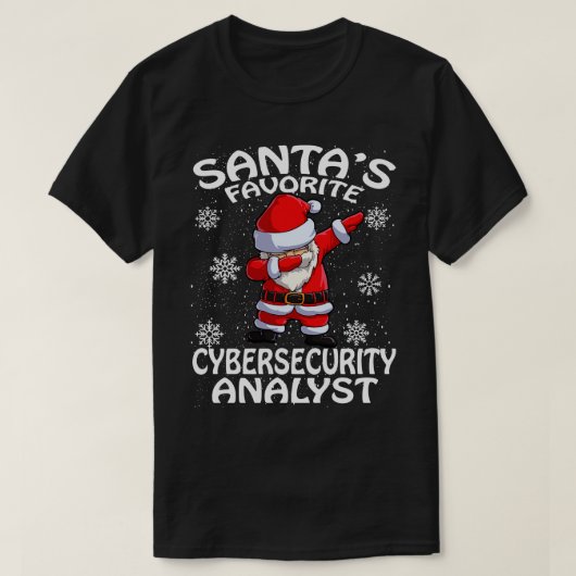 サンタお気に入りのス・サイバーセキュリティ・アナリスト・クリスマス Tシャツ (デザイン正面)