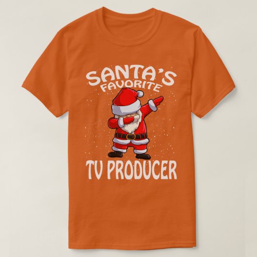 サンタお気に入りのス・テレビのプロデューサー・クリスマス Tシャツ (デザイン正面)