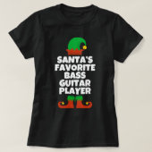 サンタお気に入りのス・ベース・ギター・プレーおもしろいス・クリスマス Tシャツ (デザイン正面)